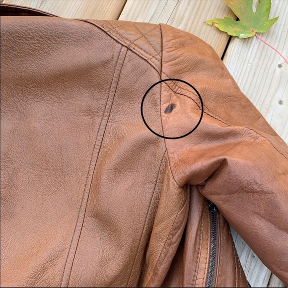 Marc New York | Tan/Cognac Leather Biker Jacket - Picture 7 of 8